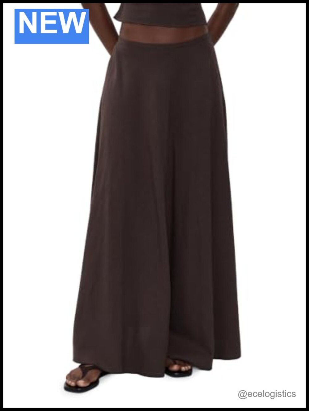 Linen Blend Maxi Skirt Flowing Side Zip Hand Wash